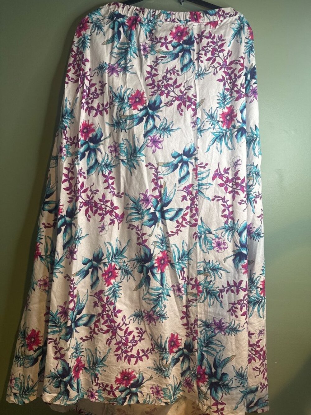 Jessica London 28 Linen Blend Maxi Skirt Floral Cottagecore Coastal Boho Romanti